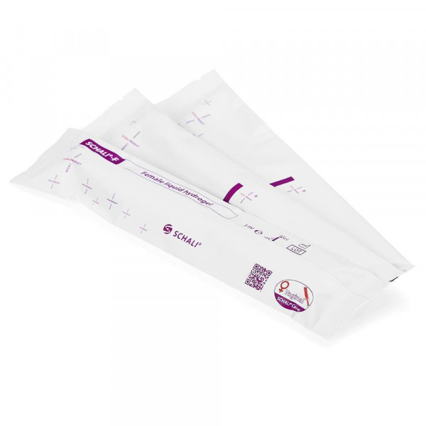 Photo Female liquid vaginal suppositories SCHALI®-FC in disposable single-dose container, backside